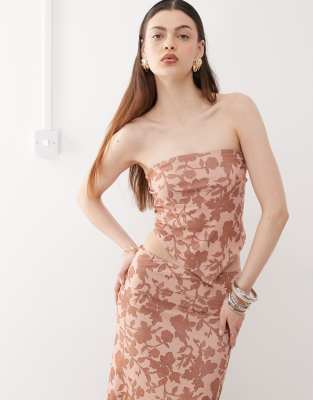 motel zirika printed bandeau top in dusty pink