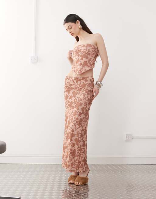 Motel zirika printed bandeau top in dusty pink, 2 of 4