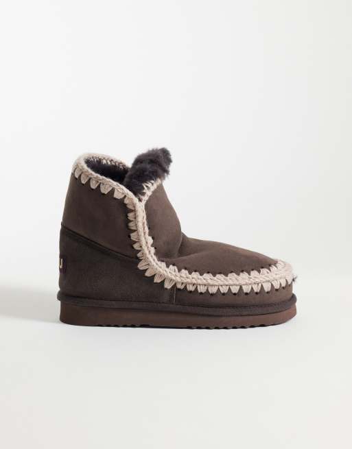 Mou 18 bottes en daim doublées de peau retournée marron moka, 2 de 4