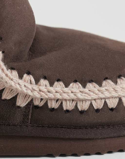 Mou 18 bottes en daim doublées de peau retournée marron moka, 3 de 4