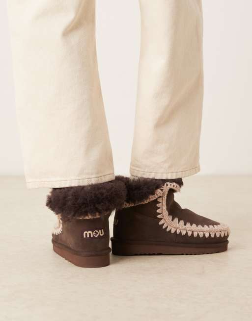 Mou – 18 – Mockabruna boots med fårskinnsfoder av mocka, 3 av 4