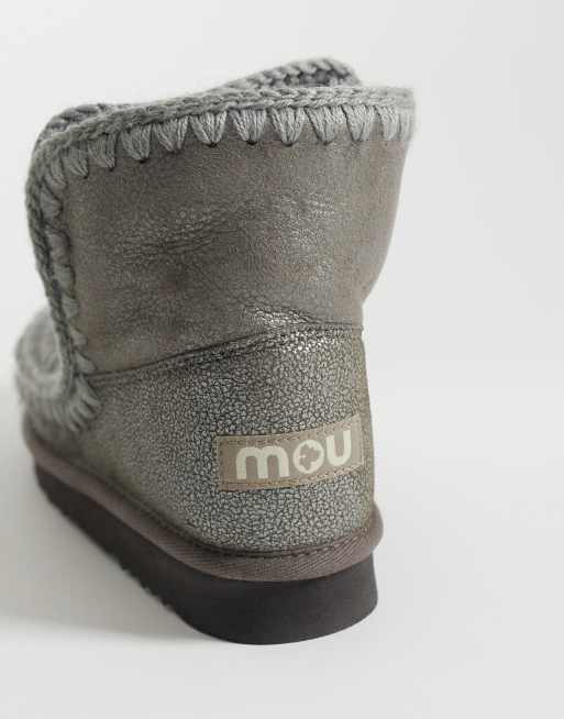 Mou 18 shearling lined faux suede boots in silver metallic, 4 of 4