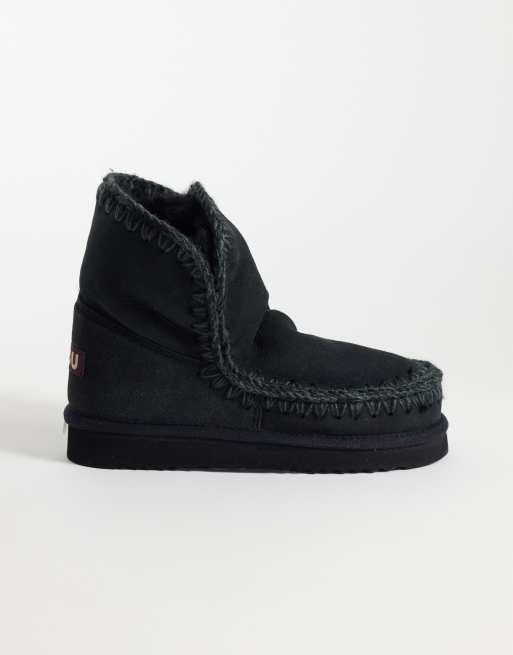 Mou 18 shearling lined suede boots in black, 2 of 4