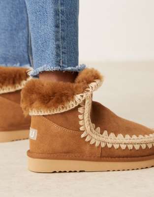Mou 18 Shearling Lined Suede Boots In Brown