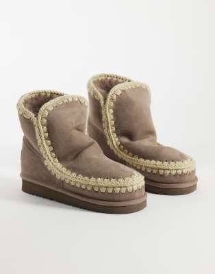 Mou 18 Shearling Lined Suede Boots In Gray