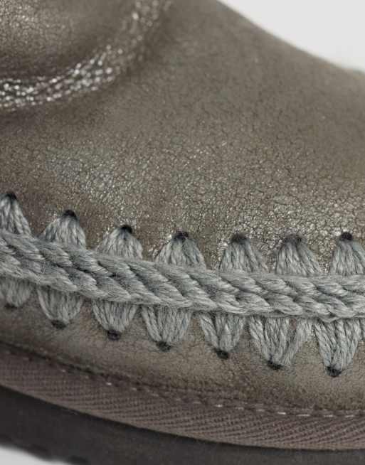 Mou 18 shearling lined suede boots in silver metallic, 3 of 4