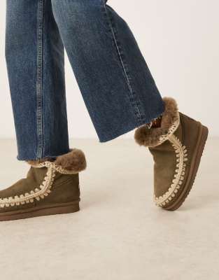 Mou 18 Shearling Suede Boots In Multi
