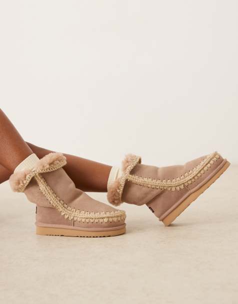 Mou 24 faux shearling suede boots in camel - view 1