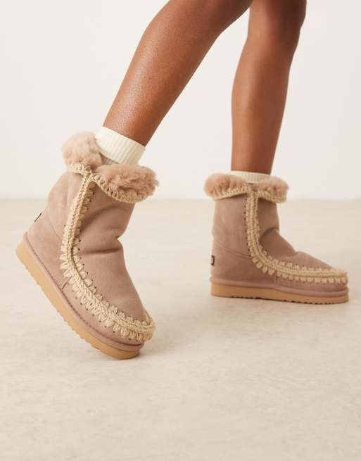 Mou 24 shearling suede boots in camel | ASOS