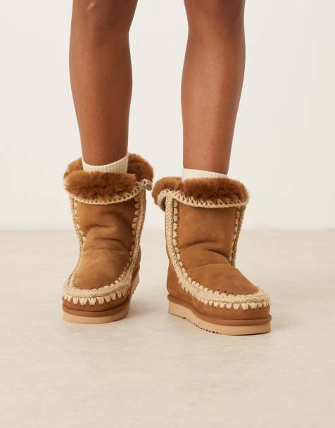Mou 24 shearling suede boots in cognac - view 1