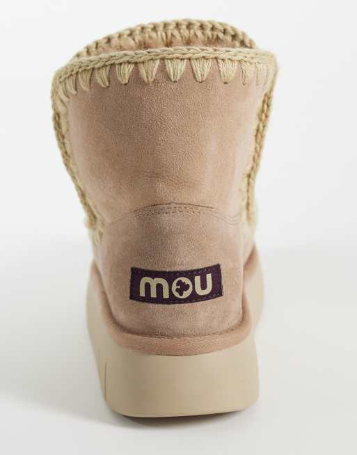 Mou - botas de ante con plataforma Bounce forradas de borreguito en taupe, 4 de 4