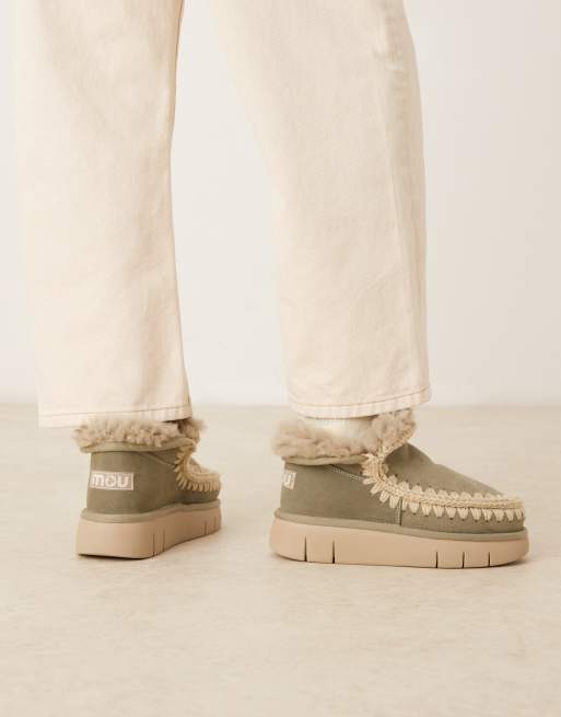 Mou – Bounce 14 – Ljusgröna, fodrade boots i mocka med låga skaft, 4 av 4