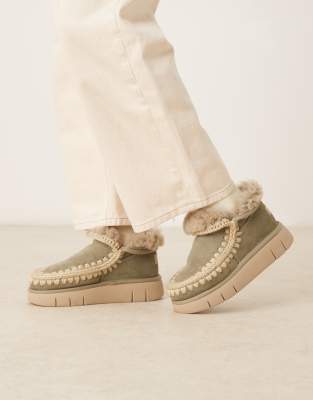 MOU Mou bounce 14 suede sneaker boots in light green