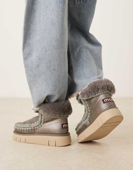 Mou – Bounce 18 – Metalliskt silverfärgade, boots i mocka, 3 av 4