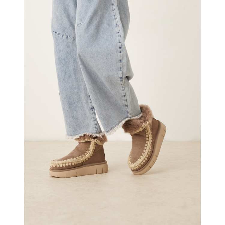 Mou bounce 18 suede boots in elephant gray | ASOS