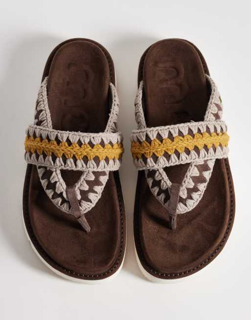 Mou - Brune sandaler med syningsdetaljer, 3 af 4