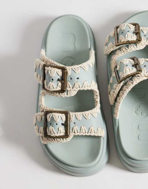 Mou EVA two buckle sandals in green - view 1