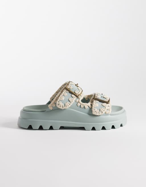 Mou EVA Two Buckle Sandals in Green, 3 of 4