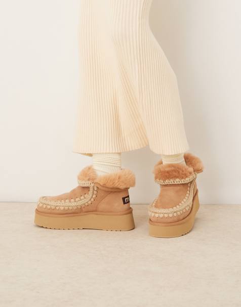 Mou Mini platform suede boots in savana - view 1