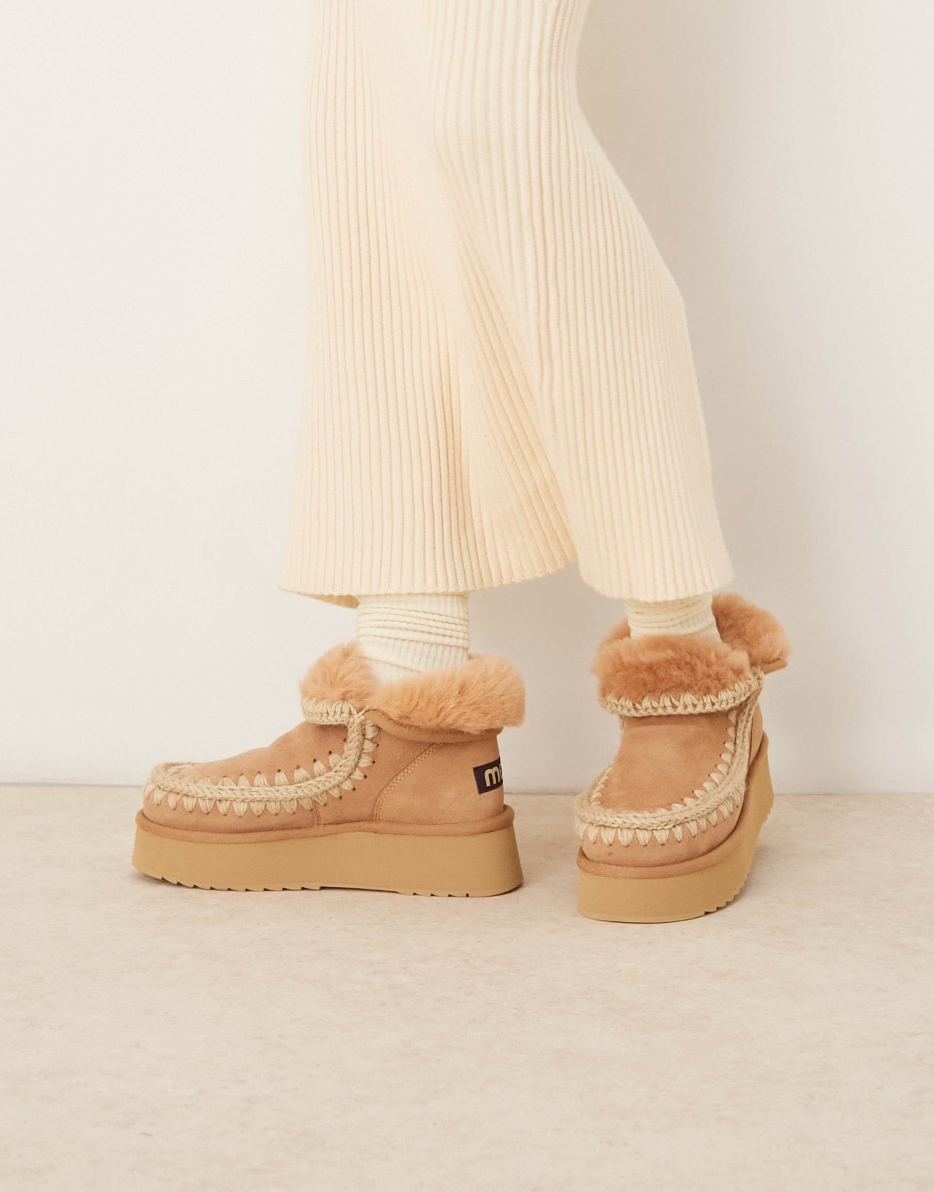 mou mini platform suede boots in savanna sand
