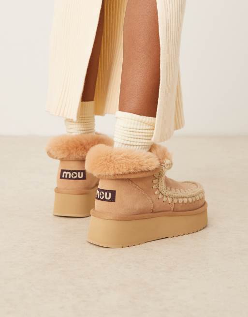 mou_mou♡ Mou mini platform suede boots in savanna sand | ASOS