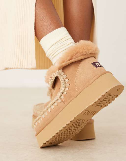 Mou mini platform suede boots in savanna