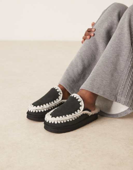 Mou Pantofole in camoscio nere ASOS