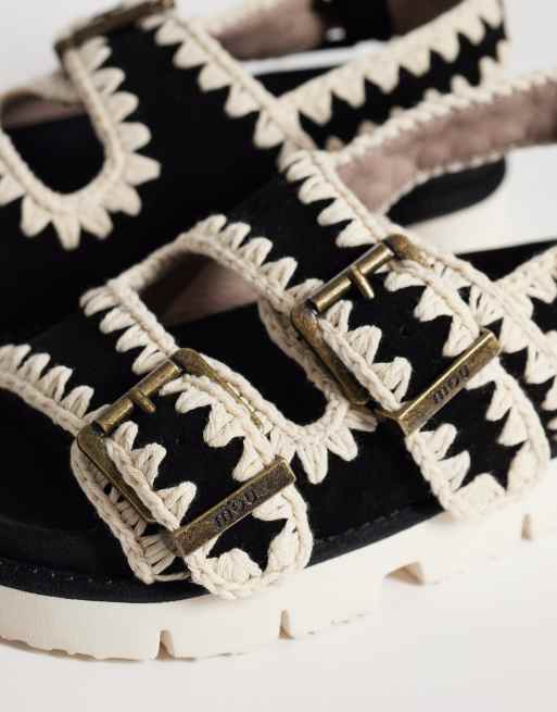 Mou - Sandalen met bandjes en gespen in zwart, 2 van 4
