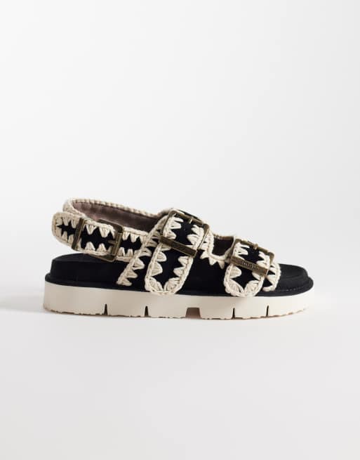 Mou - Sandalen met bandjes en gespen in zwart, 3 van 4