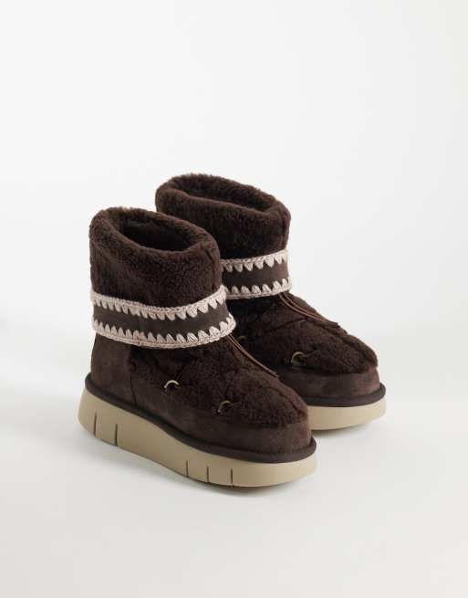 Mou shearling lined platform bounce boots in mocha, 2 of 4