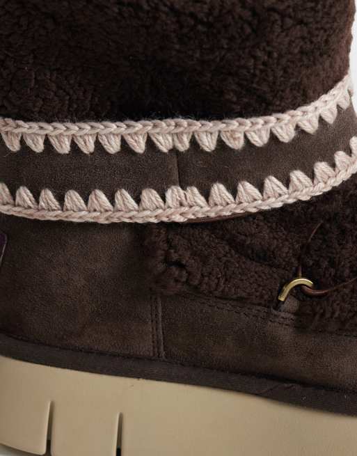 Mou shearling lined platform bounce boots in mocha, 3 of 4