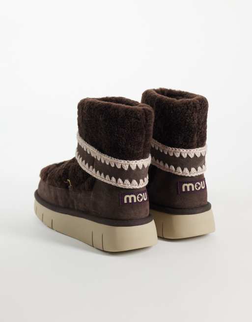 Mou shearling lined platform bounce boots in mocha, 4 of 4