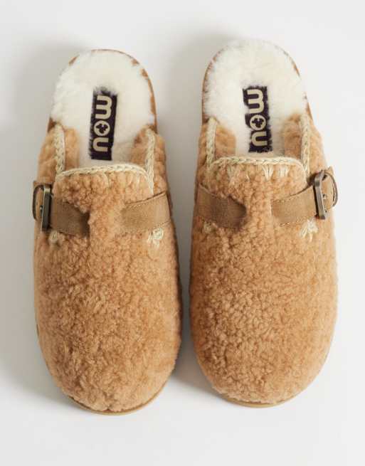 Mou sheepskin slippers in cognac, 2 of 4
