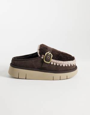 Mou suede Bounce clogs in mocha