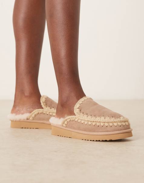 Mou suede slippers in camel - view 1
