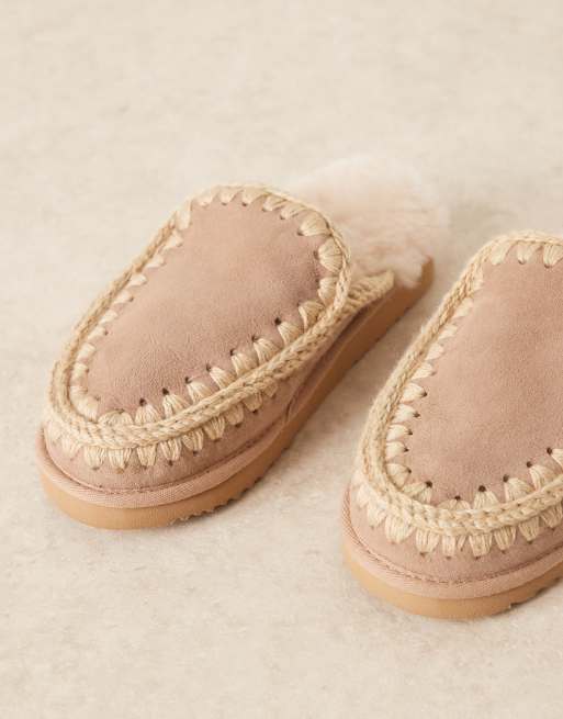 Mou suede slippers in camel, 3 of 4