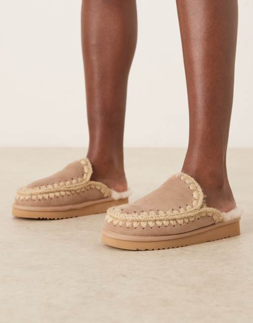 Mou suede slippers in camel, 4 of 4