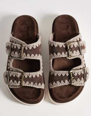 Mou Two Buckle Sandals In Brown