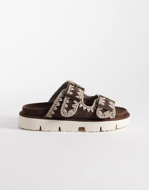 Mou two buckle Sandals in brown, 3 of 4