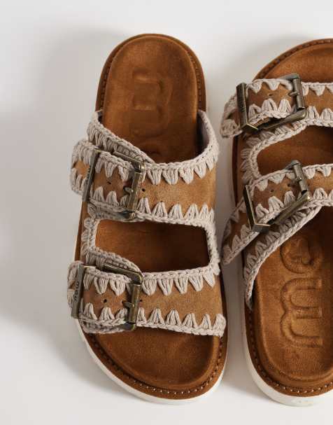 Mou two buckle sandals in tan - view 1
