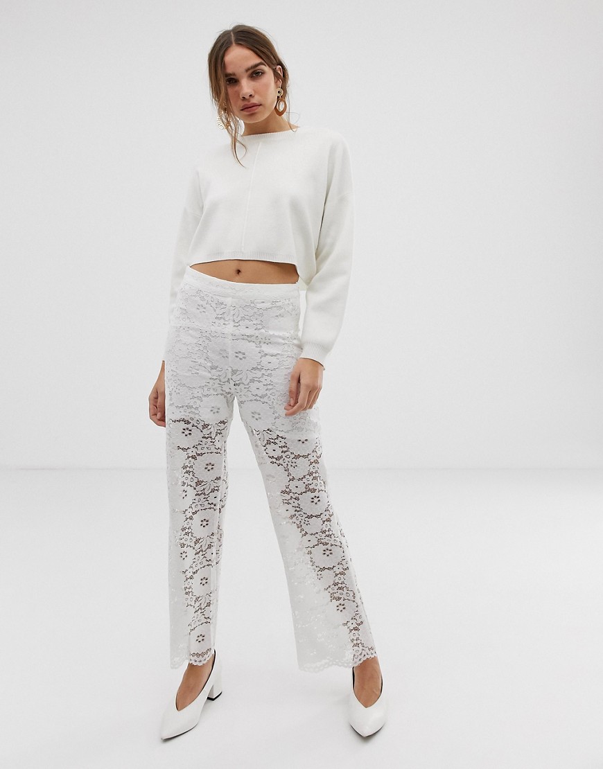 Moves By Minimum lace trousers-White