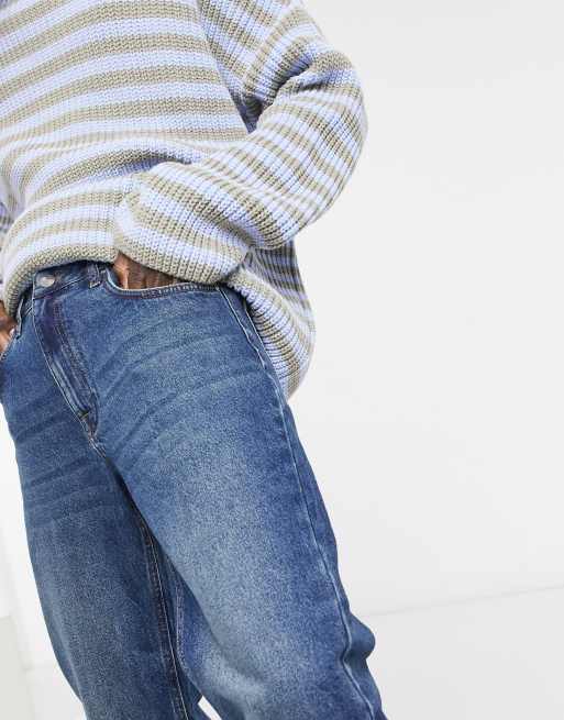 Mørk blåvaskede stive vintagejeans fra ASOS DESIGN, 3 af 4