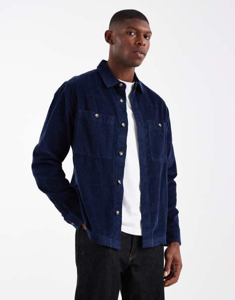 Mørkeblå overskjorte i fløjl fra ASOS DESIGN - view 1