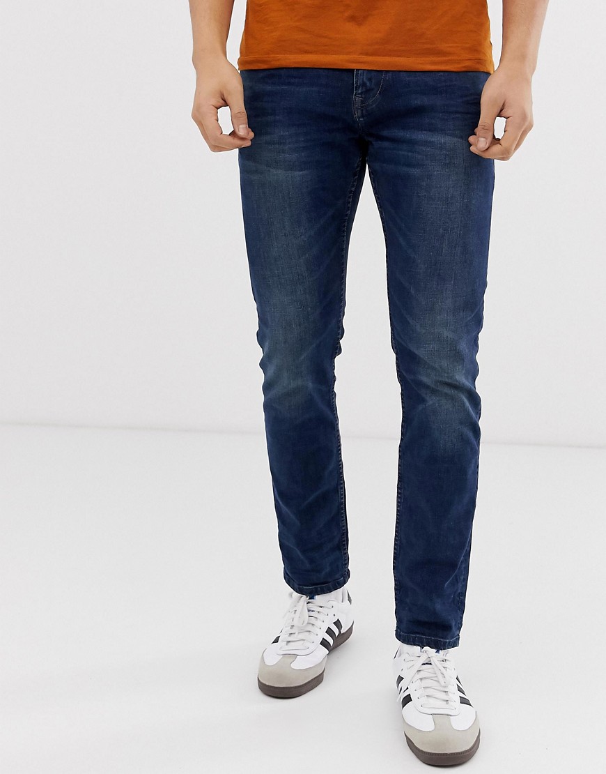 Mørkvaskede jeans i super smal pasform fra Tom Tailor-Stenfarvet