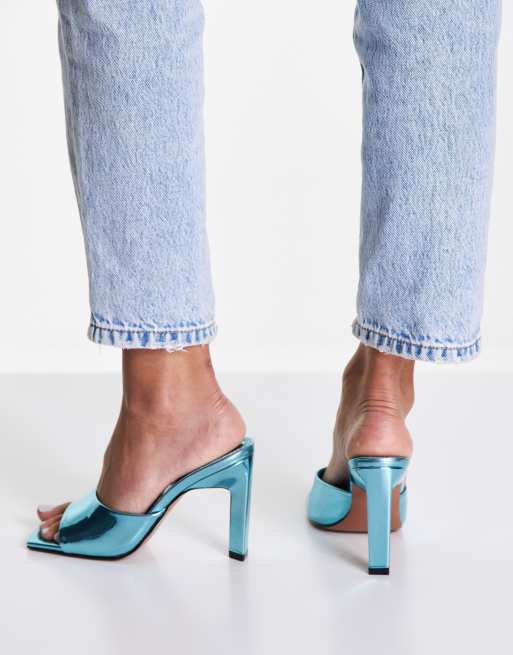 Mules azul metalizado de tacón Nino de ASOS DESIGN, 4 de 4