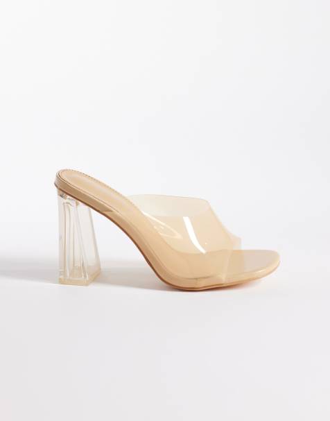 Mules beis transparentes de tacón Kyoto de Public Desire - view 1