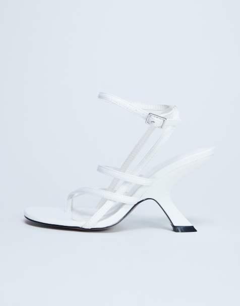 Mules blanco hueso con diseño de tiras y tacón en ángulo Indigo de Topshop - view 1