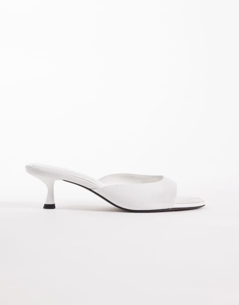 Mules blanco hueso de tacón bajo High-Five de ASOS DESIGN - view 1