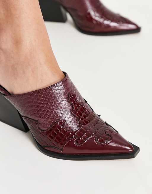 Mules burdeos de tacón y estilo wéstern Saxon de ASOS DESIGN, 2 de 4