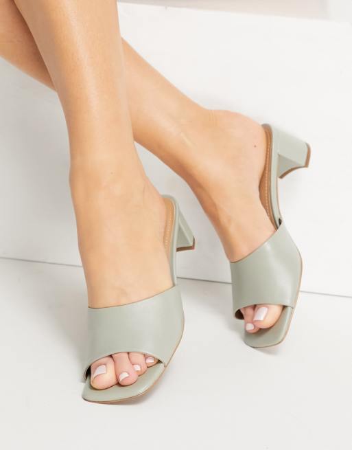 Mules color menta con tacón de cuero de & Other Stories